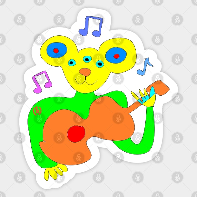 Mouse playing guitar Sticker by (b)ananartista sbuff